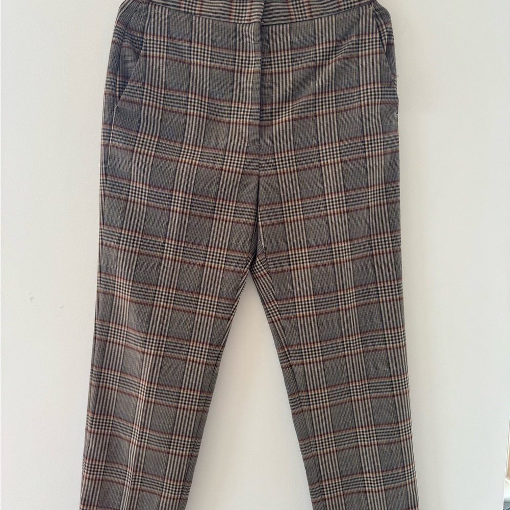 Sandro Plaid Trousers - Gray and Red